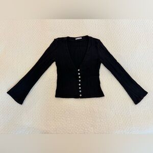 Reformation - Black Button-Up Cardigan - S